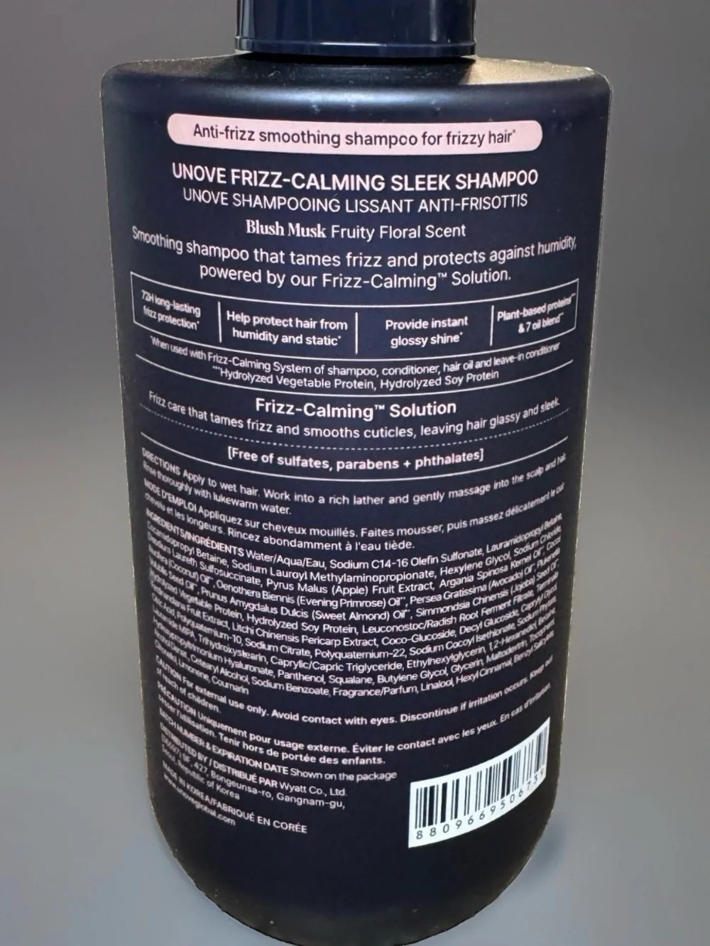 UNOVE Frizz-Calming Sleek Anti-Frizz Sulfate- Free Shampoo Blush Musk 9.8oz